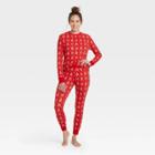 Women's Thermal Pajama Set - Stars Above Fair Isle Red