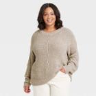 Women's Plus Size Crewneck Textured Pullover Sweater - Universal Thread Gray