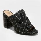 Women's Neima Knotted Bow Heeled Mule Pumps - A New Day Black Plaid