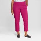 Women's Plus Size Ankle Pants With Comfort Waistband - Ava & Viv Pink
