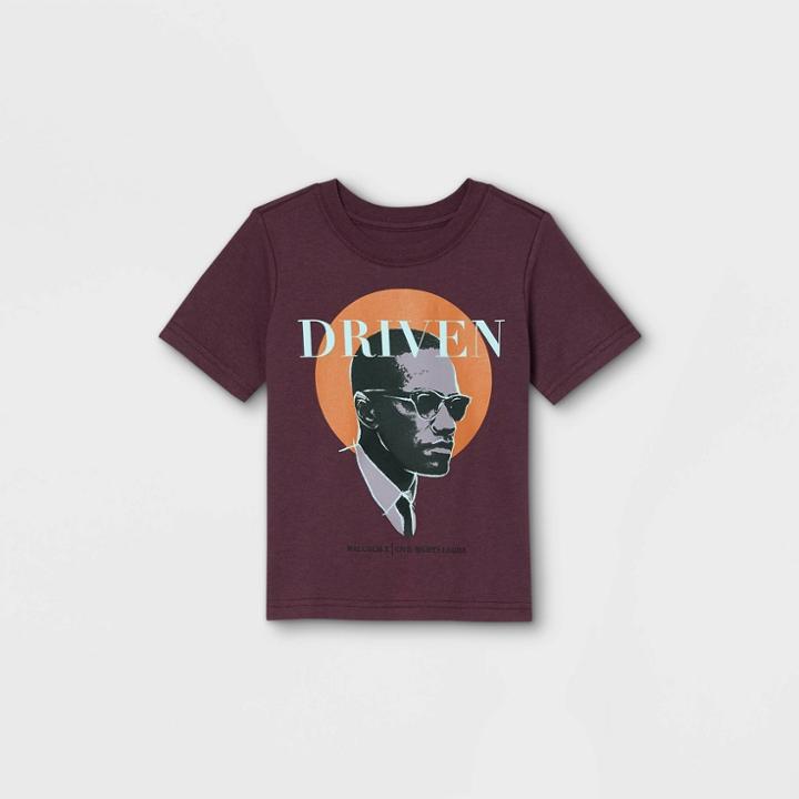 Iml Black History Month Toddler Malcolm X Short Sleeve T-shirt - Plum Purple