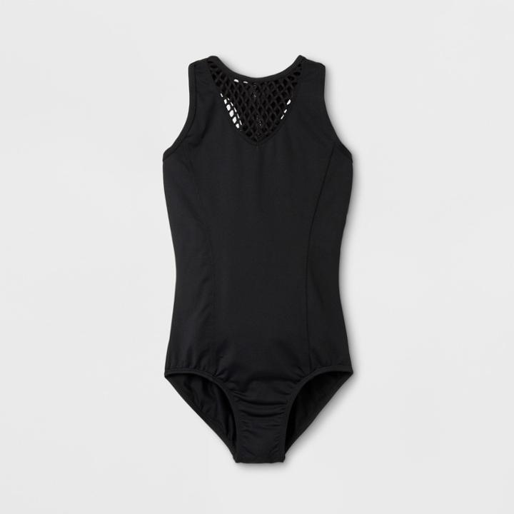 Danshuz Toddler Girls' V-neck Open Back With Zipper Closure Leotard - Black M,