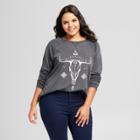 Women's Plus Size Cow Skull Graphic Sweatshirt - Grayson Threads (juniors') - Gray