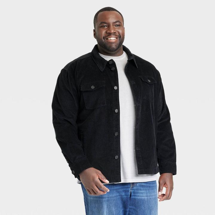 Men's Big & Tall Cord Chore Button-down Shirts - Goodfellow & Co Black