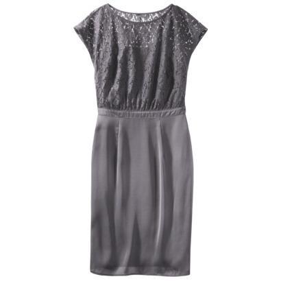 Tevolio Petites Lace Bodice Dress - Gray