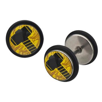 Marvel Thor Hammer Logo Stainless Steel Screw Back Earrings