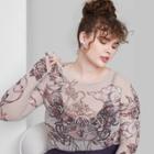 Women's Long Sleeve Mesh Fitted T-shirt - Wild Fable Cream