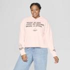 Women's Plus Size Talking Doing Worrying Hoping Hooded Sweatshirt - Mighty Fine (juniors') - Pink