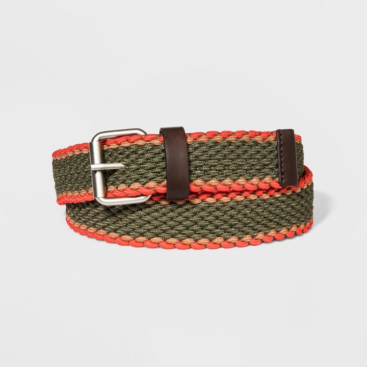 Men's 35mm Tricolor Stretch Web Belt - Goodfellow & Co Green