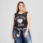 Women's Plus Size Slice, Slice Baby Pizza Graphic Muscle Tank Top - Fifth Sun - Charcoal