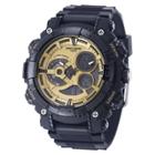 Men's Wrist Armor C40 Multifunction Watch, Gold And Black Dial, Black Rubber