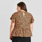 Women's Plus Size Floral Print Sleeveless Capped Shoulder Blouse - Who What Wear Orange