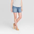 Maternity Crossover Panel Boyfriend Jean Shorts - Isabel Maternity By Ingrid & Isabel Medium Blue