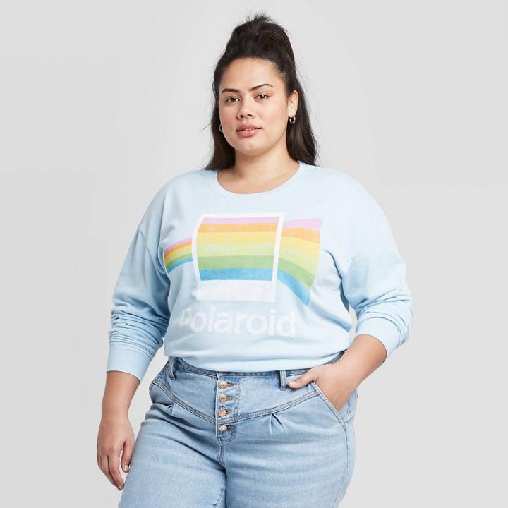 Women's Polaroid Plus Size Sweatshirt (juniors') - Light Blue 1x, Women's,