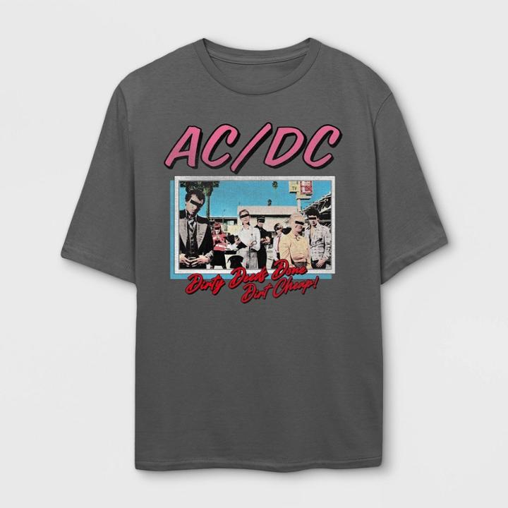 Merch Traffic Women's Ac/dc Short Sleeve Oversized Graphic T-shirt - Gray