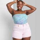 Women's Plus Size Cropped Tube Top - Wild Fable Blue/purple Floral