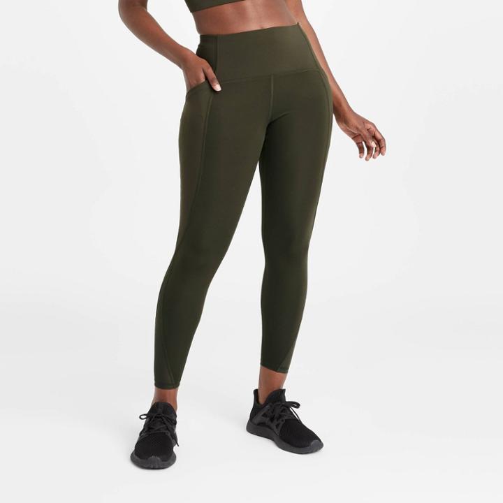 Women's Sculpted Linear Laser Cut Leggings 25.5 - All In Motion Green Olive