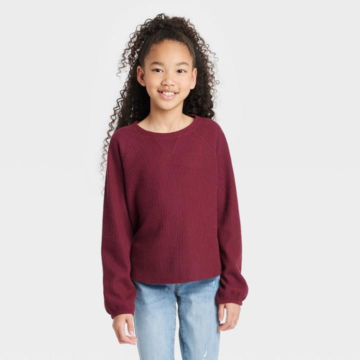 Girls' Cozy Waffle Long Sleeve Shirt - Cat & Jack