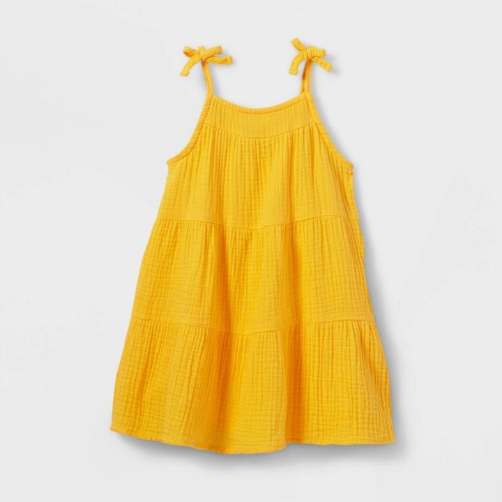 Toddler Girls' Solid Tiered Tank Top Dress - Cat & Jack Yellow