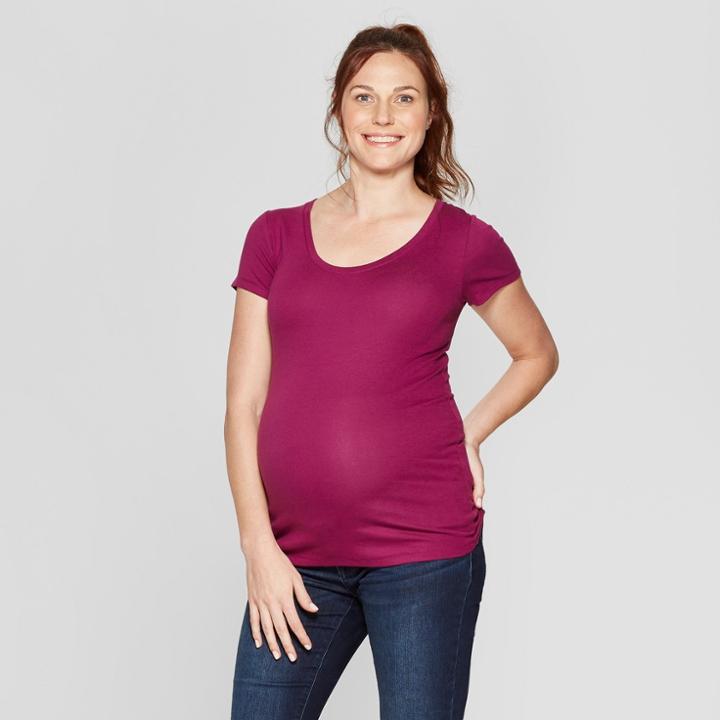 Maternity Short Sleeve Scoop Neck T-shirt - Isabel Maternity By Ingrid & Isabel Purple S, Infant Girl's, Berry