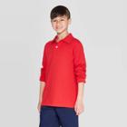 Boys' Long Sleeve Interlock Uniform Polo Shirt - Cat & Jack Red M, Boy's,