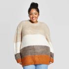 Women's Plus Size Brush Striped Crewneck Tunic Sweater - Universal Thread Brown 3x, Women's,
