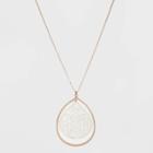 Filigree And Textured Drop Pendant Necklace - A New Day Silver/gold, Women's