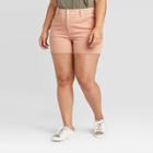 Women's Plus Size High-rise Midi Jean Shorts - Universal Thread Pink