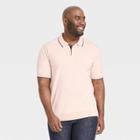 Men's Tall Striped Standard Fit Short Sleeve Sweater Polo - Goodfellow & Co Pink