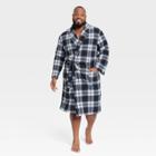 Men's Big & Tall Plaid Microfleece Robe - Goodfellow & Co Black
