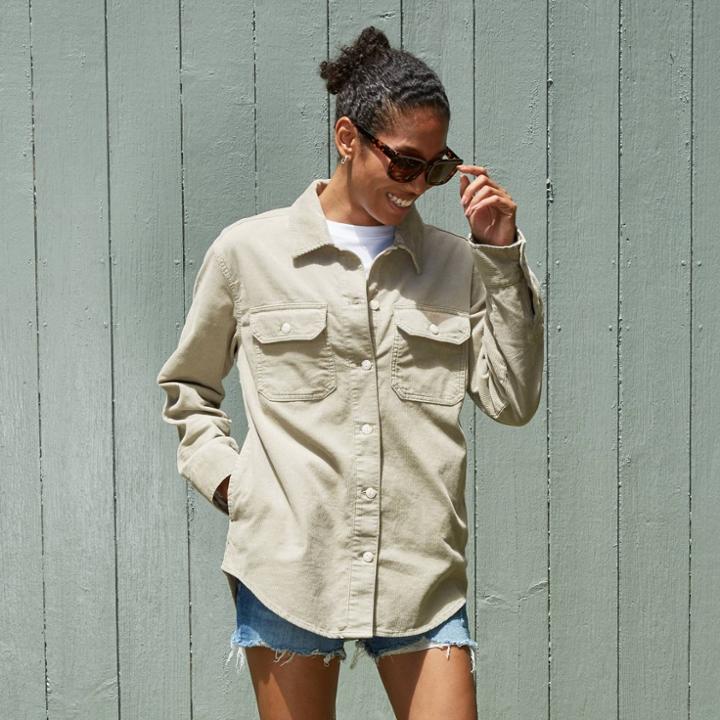 Women's Corduroy Cord Chore Shacket - Universal Thread Green