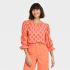 Women's Polka Dot Puff 3/4 Sleeve Top - Who What Wear Pink