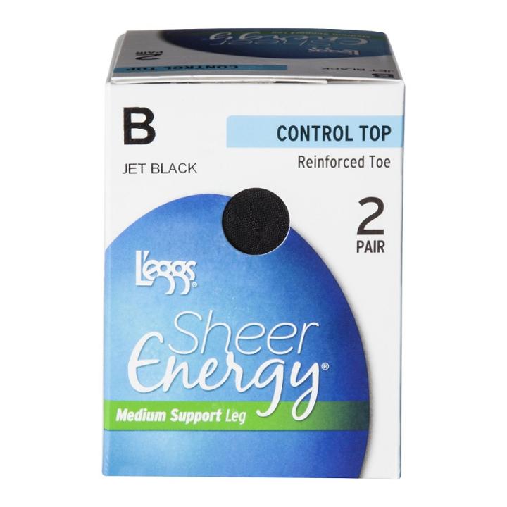 L'eggs 2pk Sheer Energy Women's Control Top Pantyhose - 35400 - Jet Black