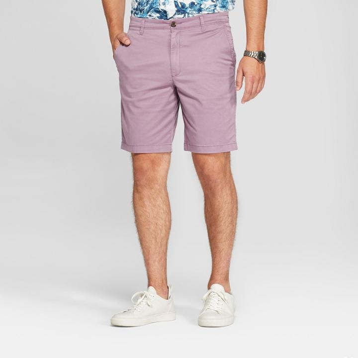 Men's 9 Linden Flat Front Chino Shorts - Goodfellow & Co Refined Plum