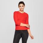 Women's Long Sleeve Fitted T-shirt With Metallic Cuffs - Joylab Fiery Red