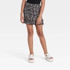 Girls' Cinched Ruffle Skirt - Art Class Black Floral