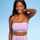 Women's Terry Textured Solid Bandeau With Binding Bikini Top - Kona Sol Amethyst D/dd Cup