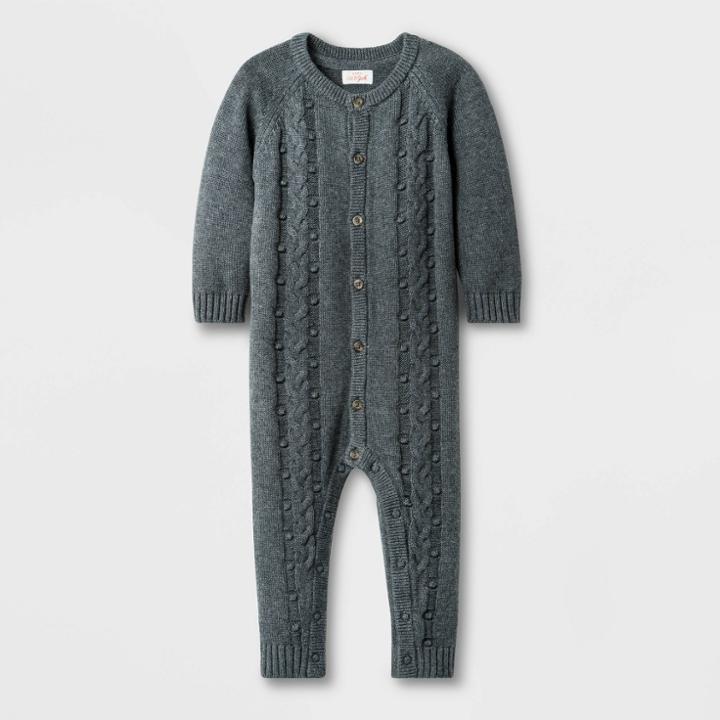 Baby Boys' Bobble Sweater Romper - Cat & Jack Dark Gray