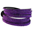 Zirconmania Women's Zirconite Leather Double Wrap Bracelet With Multiple Strand Colored Faux Crystals - Purple, Amethyst