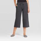Women's Beautifully Soft Fleece Cropped Wide Leg Lounge Pants - Stars Above Black