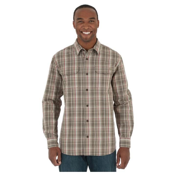 Wrangler Men's Outdoor Series Long Sleeve Canvas Shirt Fallen Rock