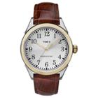 Men's Timex Watch With Leather Strap - Two Tone/brown Tw2p99500jt