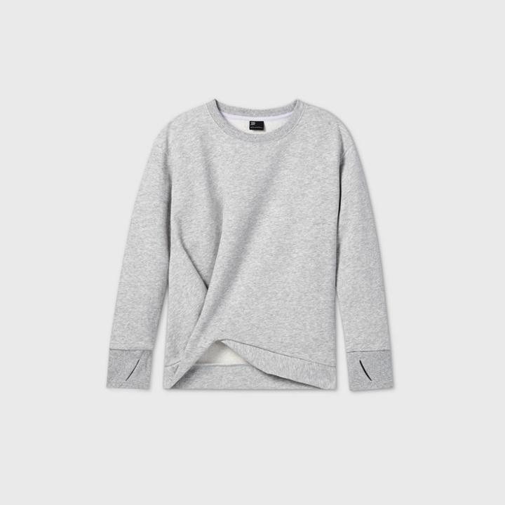 Girls' Fleece Twist-front Crewneck Sweatshirt - All In Motion Gray Heather