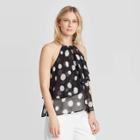 Women's Polka Dot Sleeveless Blouse - Who What Wear Black