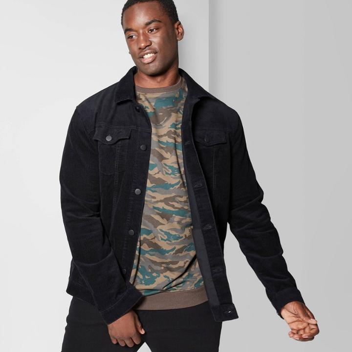 Men's Big & Tall Corduroy Trucker Jacket - Original Use Black