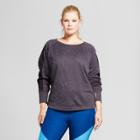 Women's Plus-size Colorblocked Long Sleeve Tech Fleece Crew - C9 Champion Dark Gray Heather 1x, Dary Gray Heather