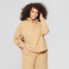 Women's Plus Size Long Sleeve Slouchy Sweatshirt - Who What Wear Tan