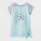 Girls' Mini Cap Sleeve Flip Sequins Bow Tie Front Top - Cat & Jack Aqua