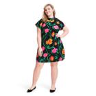 Plus Size Floral Short Sleeve Shift Dress - Rixo For Target Black/pink