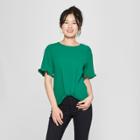 Women's Short Sleeve Twist Front Top - 3hearts (juniors') Green
